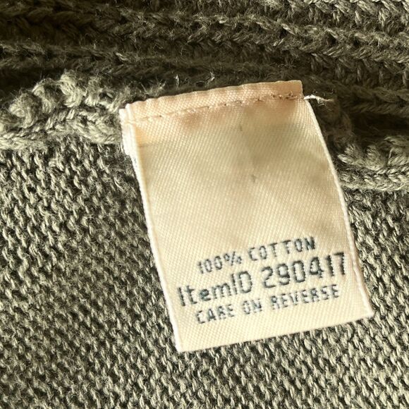 L.L. Bean 100% Cotton Olive Green Cardigan - Long w/ Open Front - Women's Large - Picture 7 of 8
